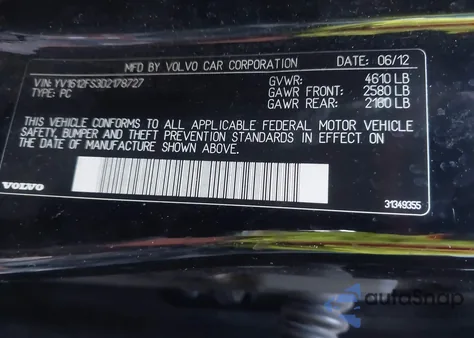 2013 Volvo S60 T5/T5 Platinum/T5 Premier/T5 Premier Plus from USA, damaged, VIN YV1612FS3D2178727